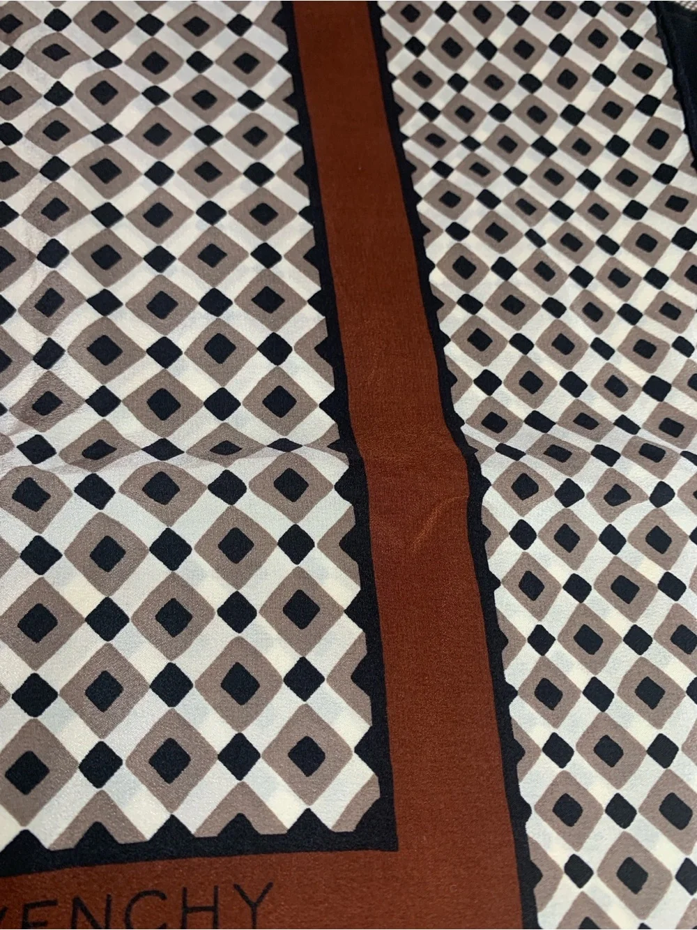 Givenchy Geometric Silk Scarf in Brown, Black & Cream